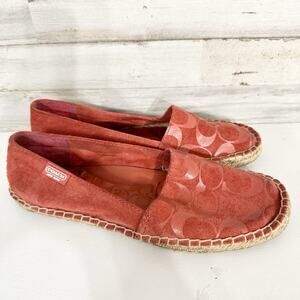 Coach Shoes Women Size 7.5M Burnt Orange June Logo Print Espadrilles Slip On